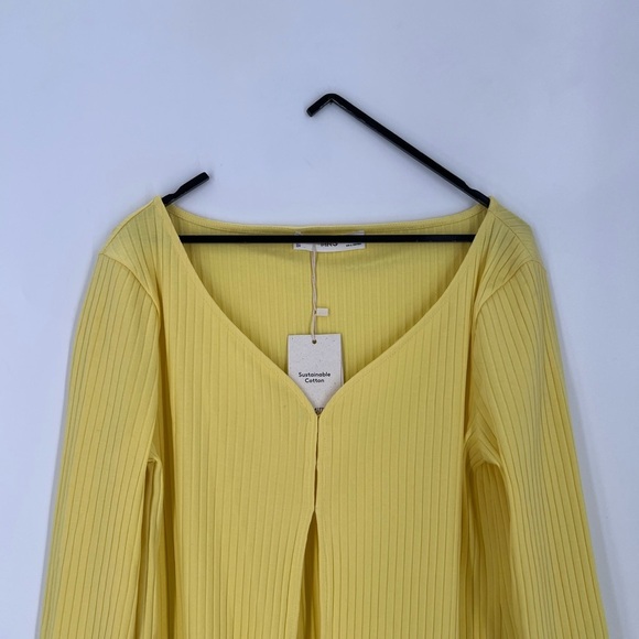 MNG Mango Ribbed Knit Open Front Bottom Slit Cardigan - Picture 1 of 7